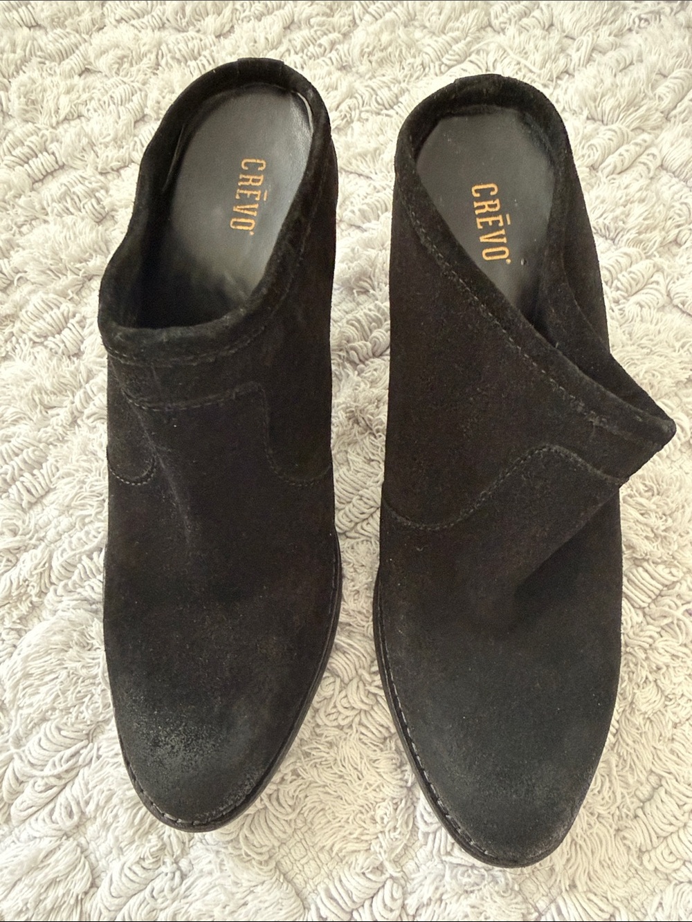 Crevo Black Suede Mule Clogs
